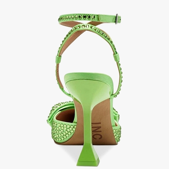 New w/Box INC International Concepts Stefia Lime Bow Rhinestone Ankle Strap Heel - Picture 4 of 6